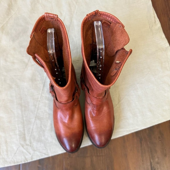 VINTAGE SHOE CO Eliza Slouch Engineer Harness Boot Reddish Brown USA MADE - Picture 2 of 14